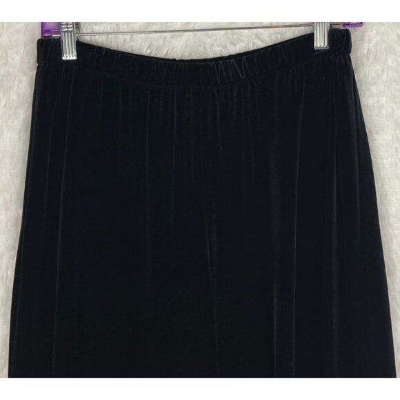 Vintage Alex Evenings Petite Medium Black Velour Pants Cocktail Straight Leg - Picture 2 of 5